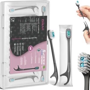 Pinkart Single-Use 5-in-1 Mini Toothbrushes for Travel | Pinkart Mint Flavored Disposable Toothbrushes with Built-in Pa
