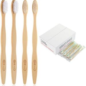 Individually Wrapped Pre-Pasted Bamboo Toothbrushes for Eco-Friendly Oral Care (72pcs) | Sustainable Medium Soft Bristl