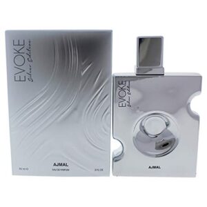 Ajmal Evoke Silver Edition for Men Fragrance, Refreshing Scent for Men, Office Wear, Long Lasting Perfume, 3oz Spray, Tr
