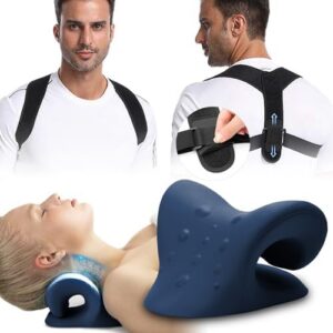 Neck Stretcher & Posture Corrector for Women and Men - Cervical Traction for Spine Alignment, Adjustable Upper Back Bra