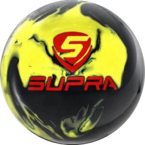 MOTIV Supra Clutch Bowling Ball for Light-Medium Oil Lanes, Solid Black with Yellow Pearl Hybrid, Suitable for Advanced