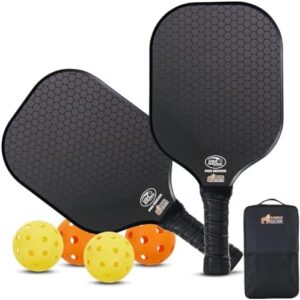 Gorilla Gear USAPA Approved Pickleball Starter Set for Men and Women, Fiberglass Paddles with Bag and Balls, Indoor Outd
