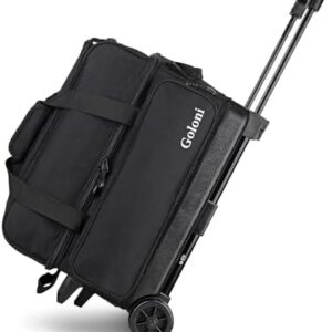 Goloni Double Roller 2 Ball Bowling Bag with Separate Shoe Compartment | Bowling Bag for Adults | Easy to Roll and Exten