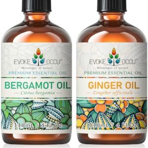 Evoke Occu Bergamot and Ginger Essential Oil for Men - Relaxing Scents at Home or Office - 4 Fl Oz