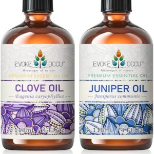 EVOKE OCCU Clove Essential Oil and Juniper Essential Oil for Pain Relief and Muscle Relaxation - Athletes and Fitness E