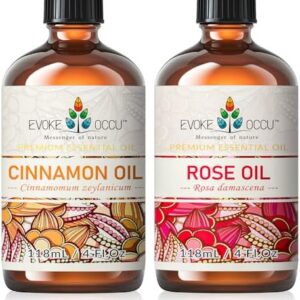 EVOKE OCCU Cinnamon Essential Oil and Rose Essential Oil for Relaxation - Perfect for Stress Relief at Home or on the Go
