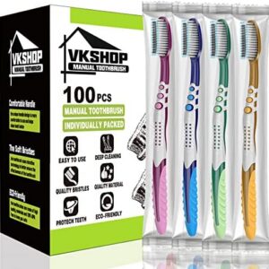 100 Bulk Portable Travel Toothbrushes for Adults and Children, Disposables with Soft Bristles | Portable Individually W