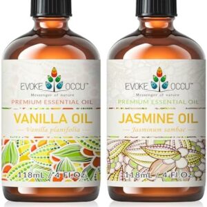 EVOKE OCCU Vanilla and Jasmine Essential Oil - 4 Fl Oz for Stress Relief and Relaxation