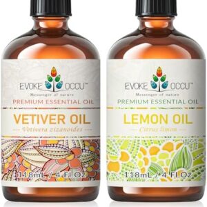EVOKE OCCU Vetiver and Lemon Essential Oil for Stress Relief - Perfect for Busy Parents - For Home Use - 4 Fl Oz - Relax