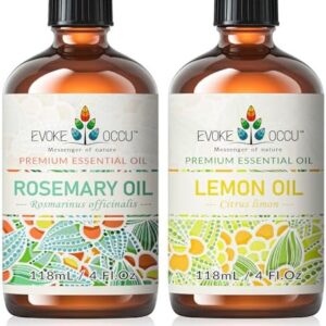Evoke Occu Rosemary and Lemon Essential Oil for Stress Relief and Vitality - Perfect for Busy Professionals - 4 Fl Oz -