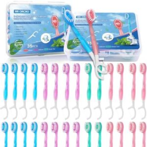 70Pack Mini Disposable Toothbrushes with Toothpaste for Kids and Adults | Portable 5-in-1 Prepasted Tongue Scraper Flos