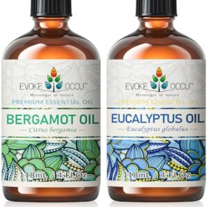 EVOKE OCCU Bergamot & Eucalyptus Essential Oils for Men - Refreshing Scent for Workouts and Stress Relief - 4 Fl Oz | E